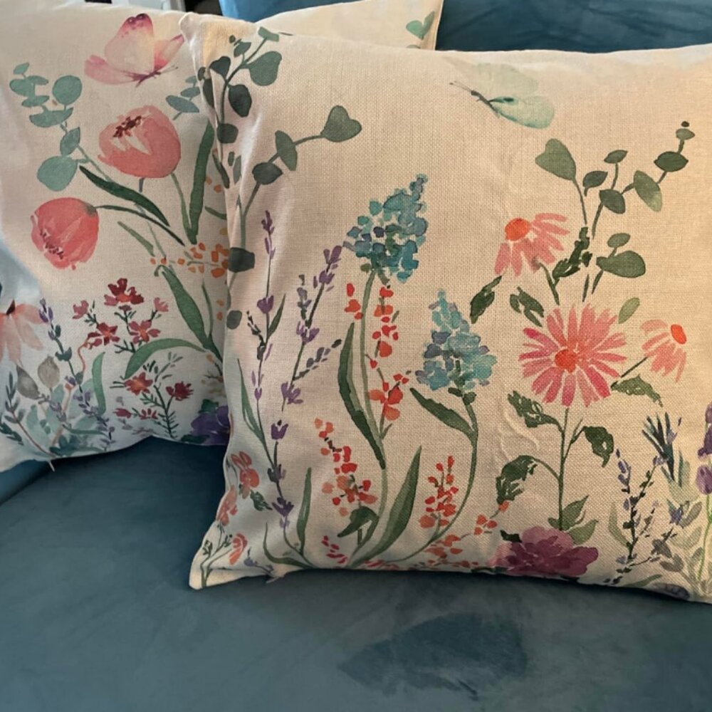 Decorative Throw Pillow Covers Multicolor Spring Summer Floral Farmhouse Decor - Picture 7 of 10